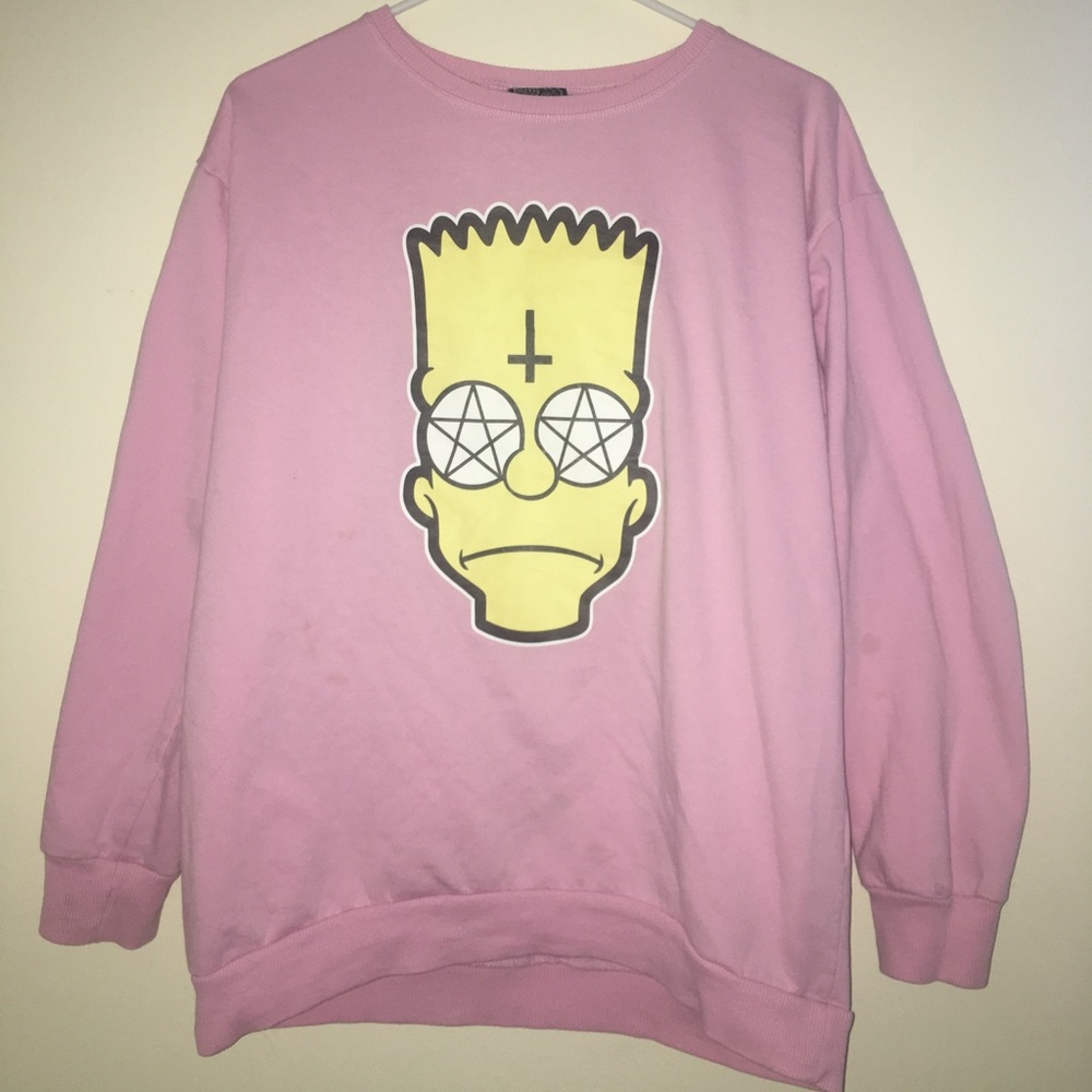 Simpsons Cross Pink Sweater